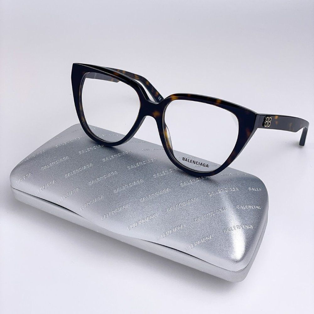 NEW Balenciaga BB0129O 005 Havana Cat Eye Women Eyeglasses
